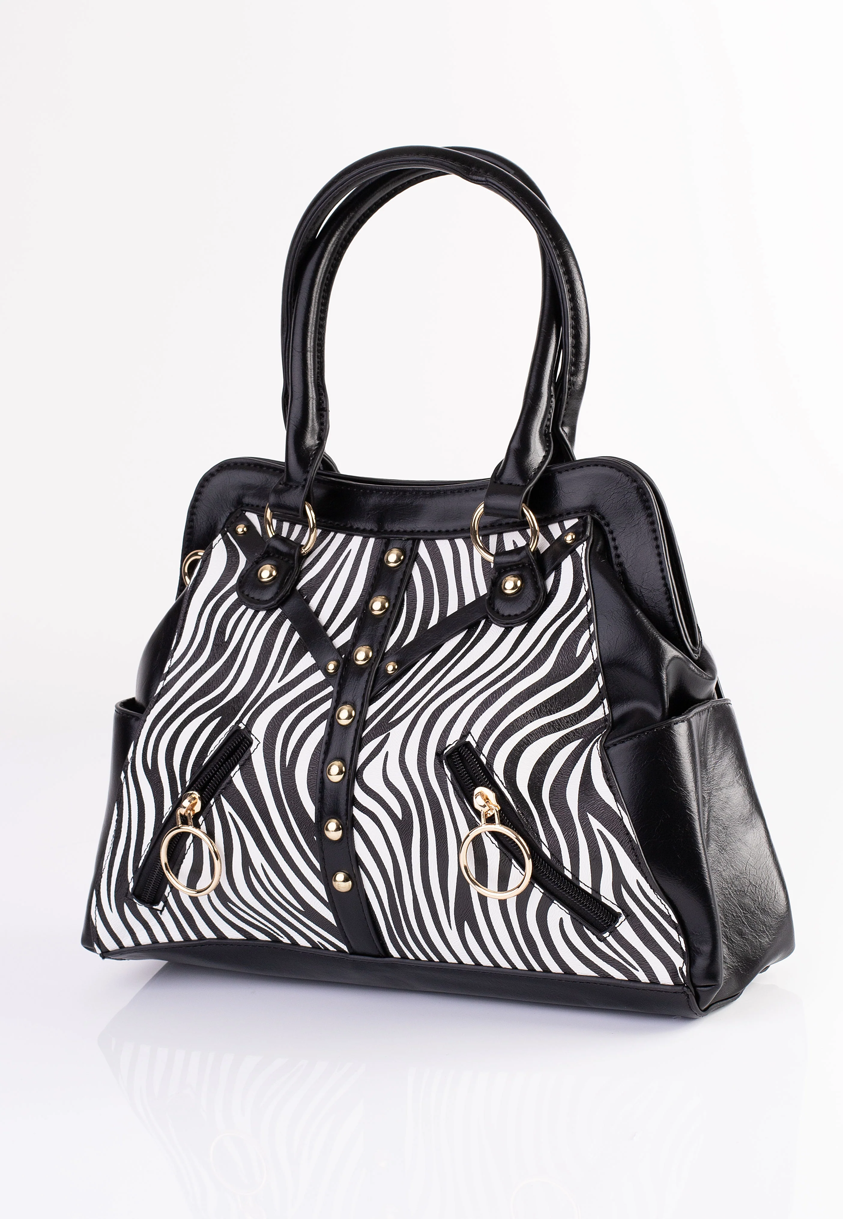 Jawbreaker - Zebra Studded Shoulder Black - Bag - Image 4
