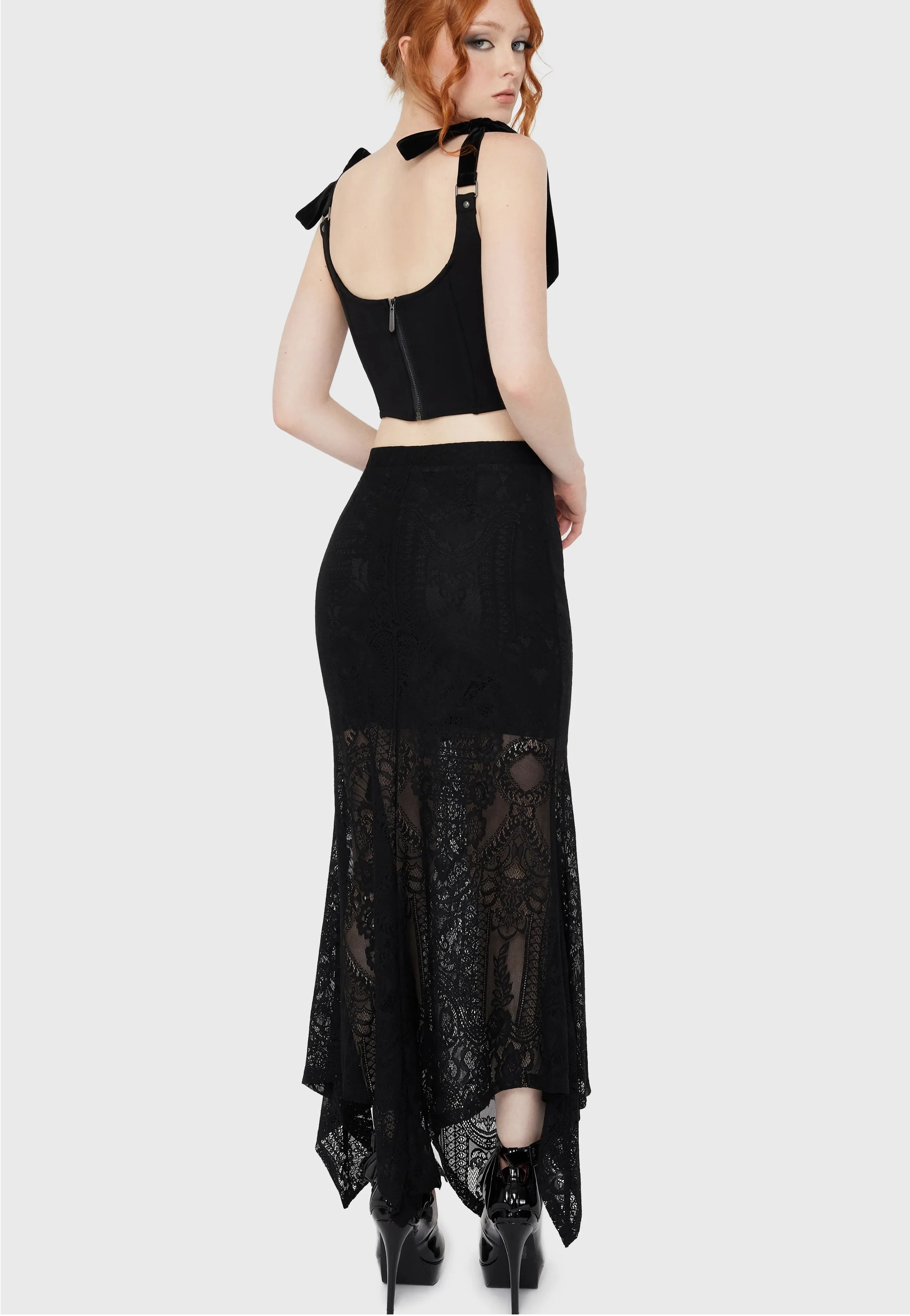 Killstar - Belladonna Lace Black/Ivory - Skirt - Image 2