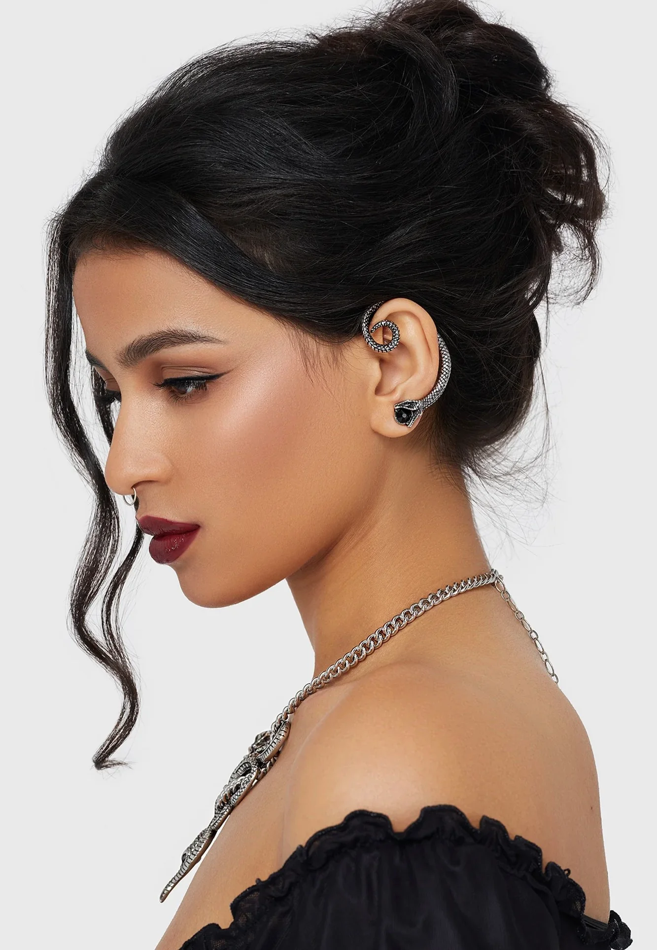 Killstar - Snake Venom Ear Climber Silver - Earrings - Image 3