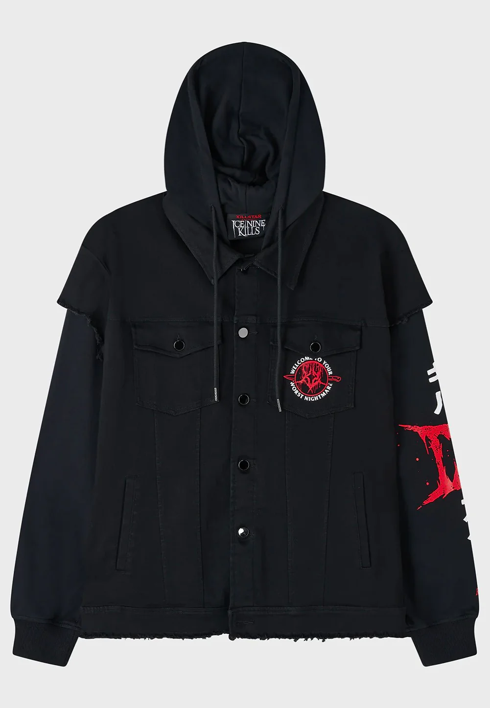 Killstar x Ice Nine Kills - Your Worst Nightmare Hooded Black - Jeans Jacket - Image 4