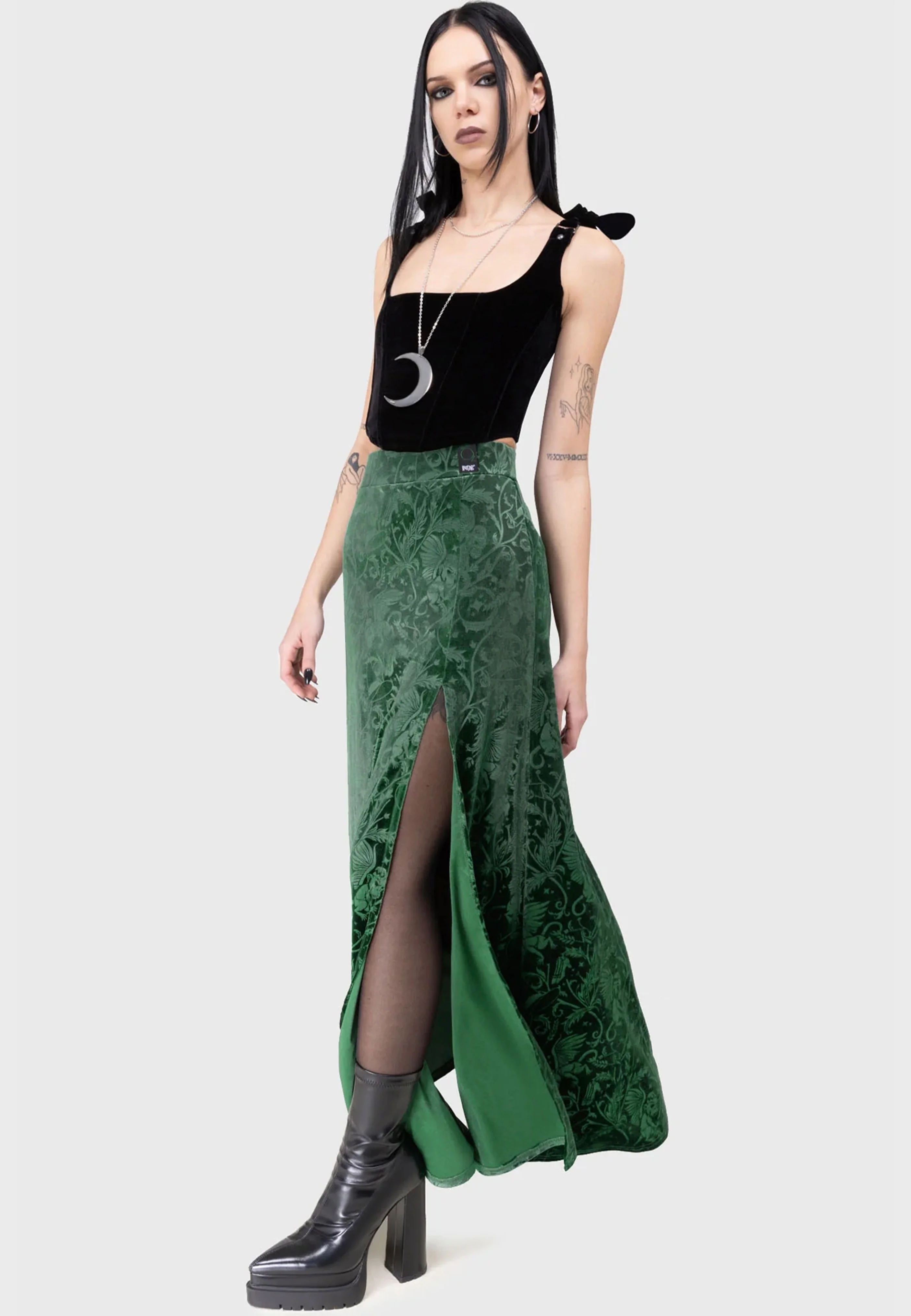Killstar x Wizard Of OZ - Emerald Envy Maxi Green - Skirt - Image 2