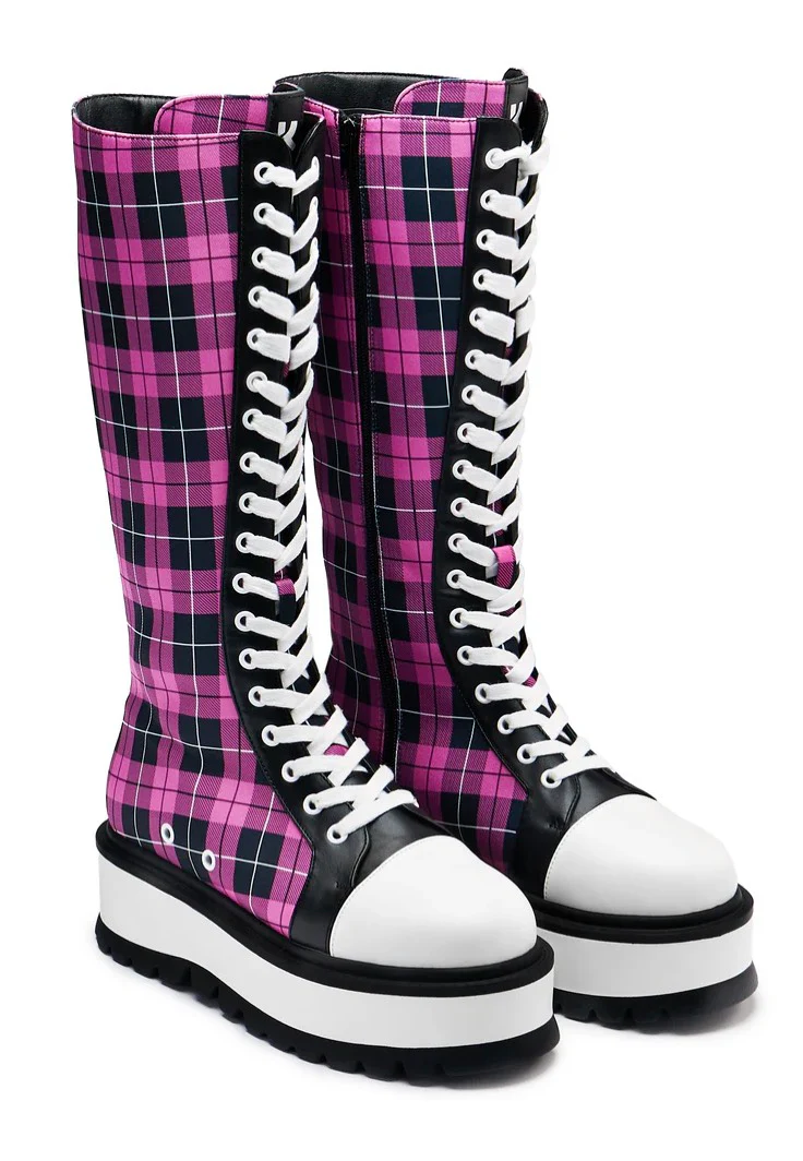 Koi Footwear - Irrelevant Long Platform Pink Check - Girl Shoes - Image 2