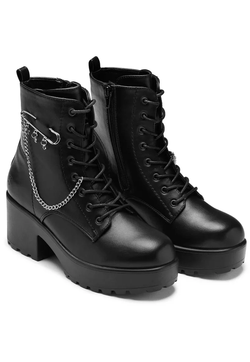 Koi Footwear - Salvius Safety Pin Military Lace Up Black - Girl Shoes - Image 8