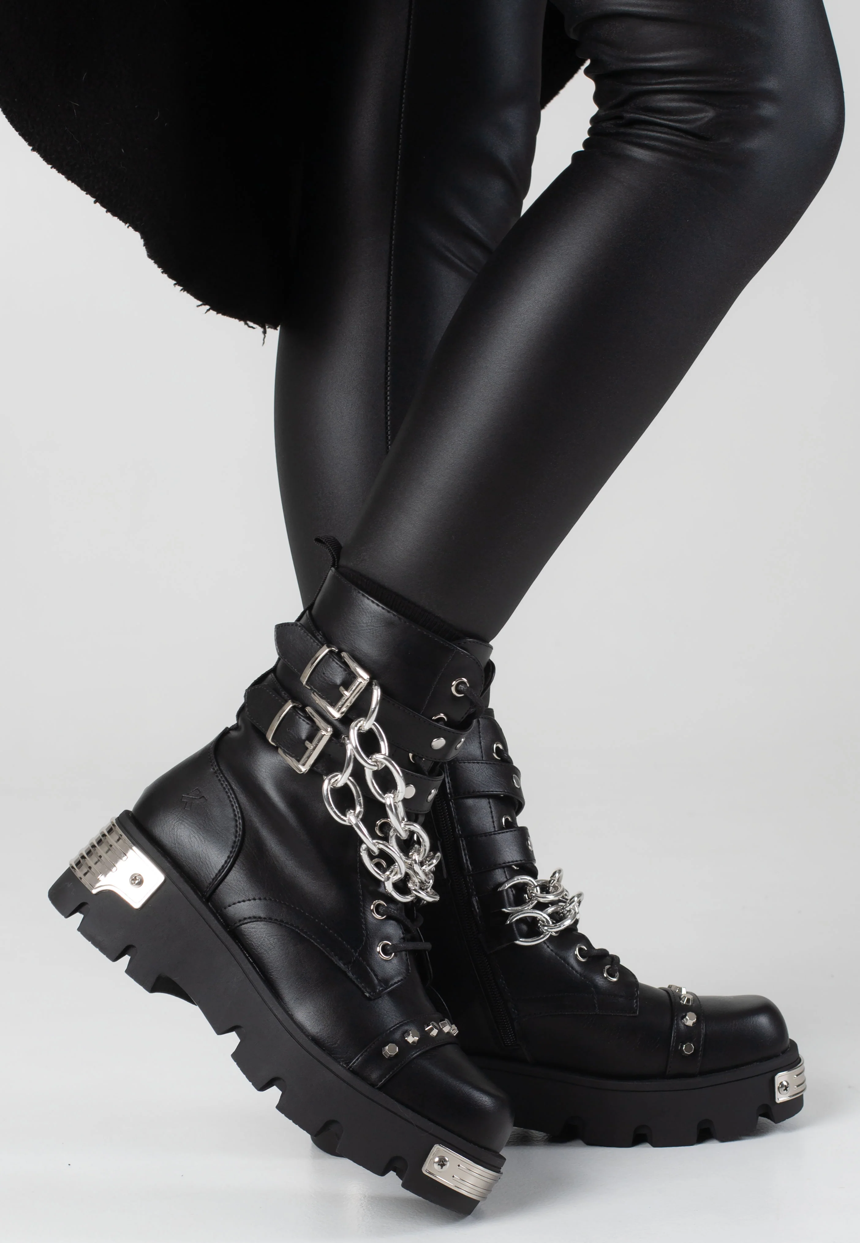 Koi Footwear - Shackled Shadows Heavy Duty Chain Biker Black - Girl Shoes - Image 3