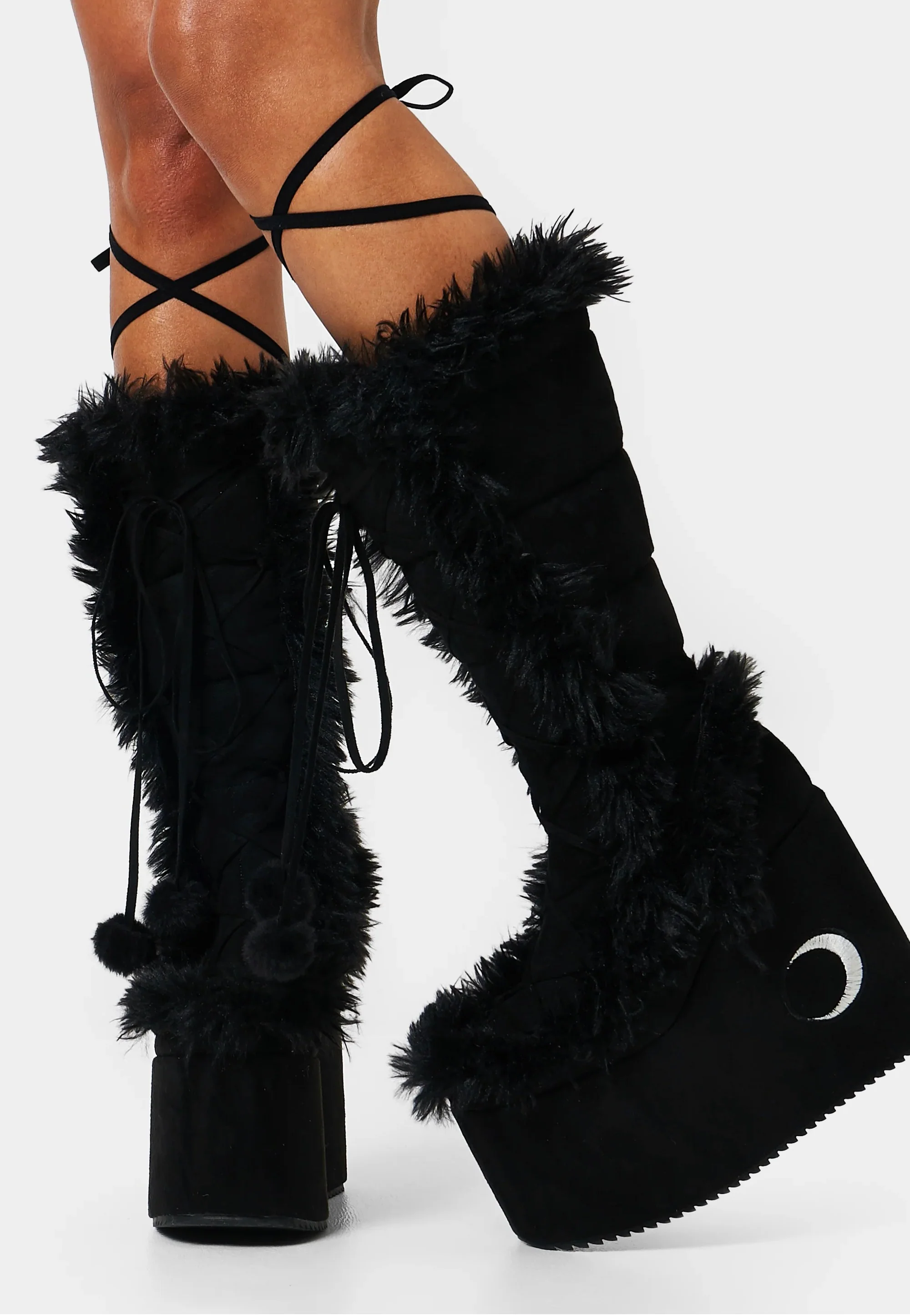 Koi Footwear x Twilight - La Push Crescent Platform Faux Fur Long Black - Girl Shoes - Image 6