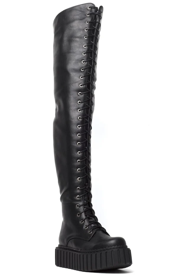 Lamoda - Last Kiss Chunky Thigh High Holster Black - Girl Shoes - Image 3