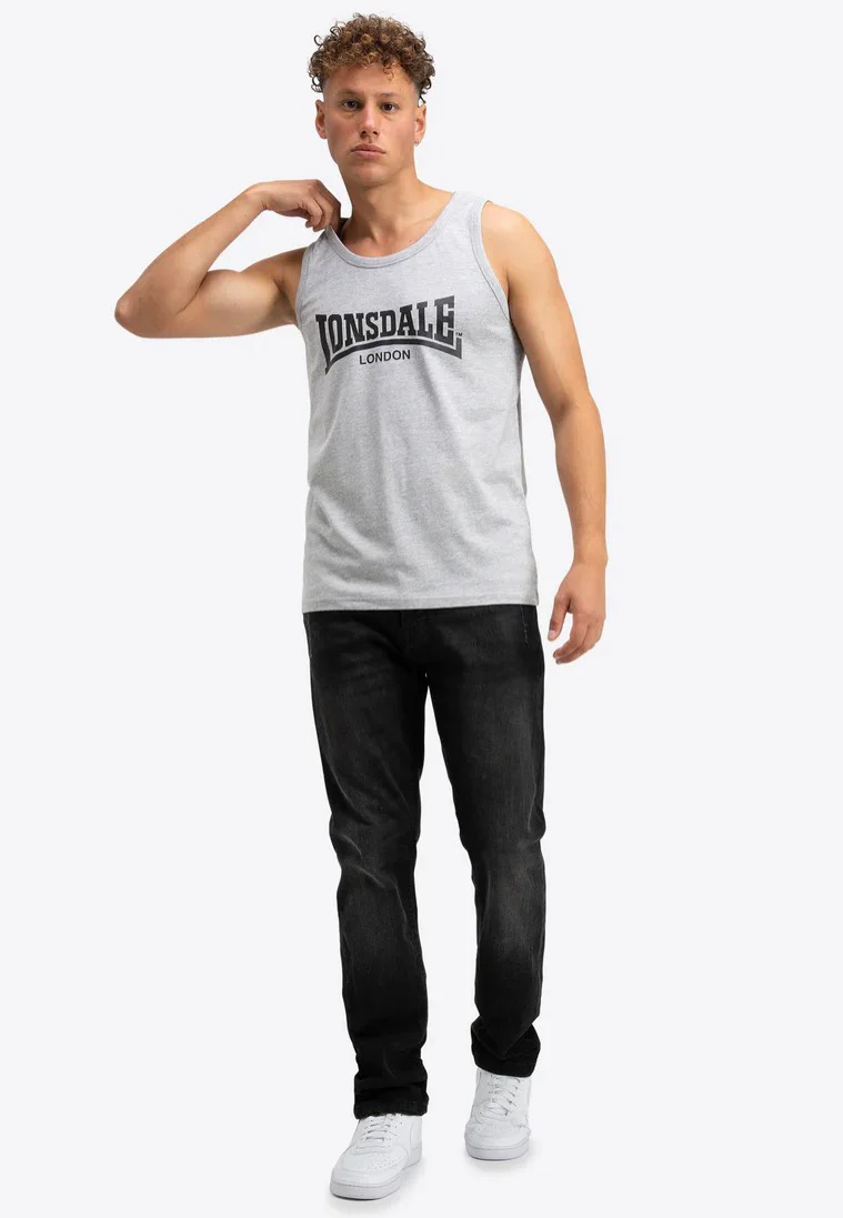 Lonsdale - Averham Pack Of 2 Black/Marl Grey - Tank - Image 3