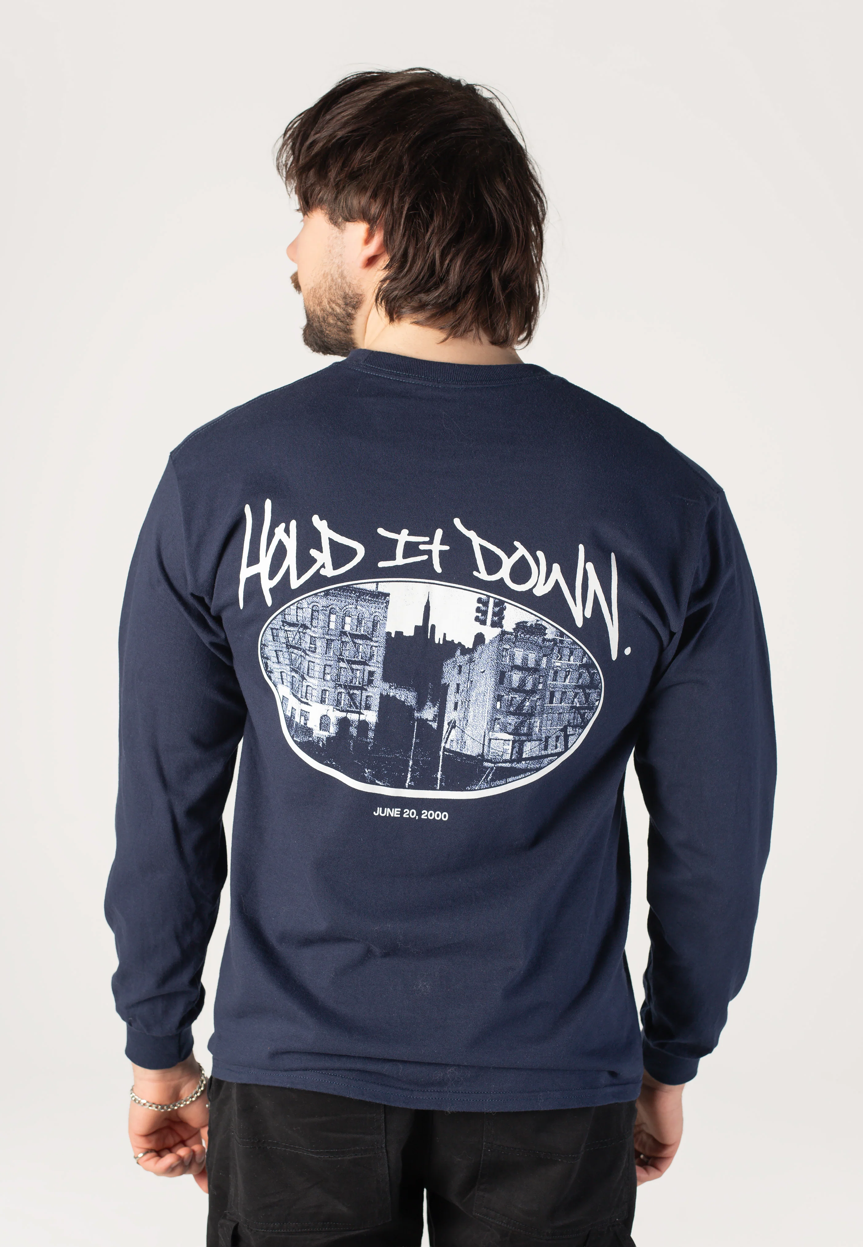 Hold It Down Logo 25 Years Anniversary Navy - Longsleeve - Image 4