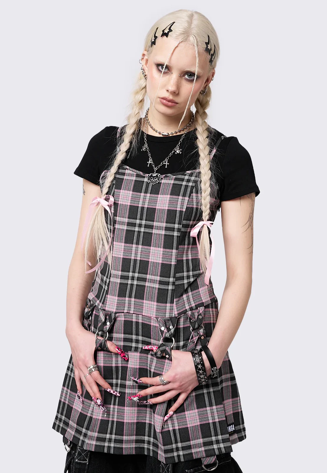 Minga London - Camila Straps Plaid Pink - Dress - Image 5