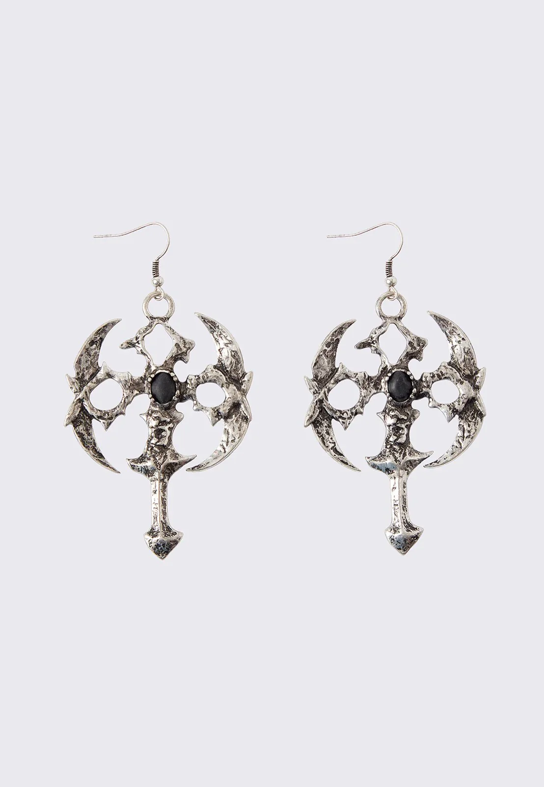Gothic Cross Silver - Earrings - Image 2