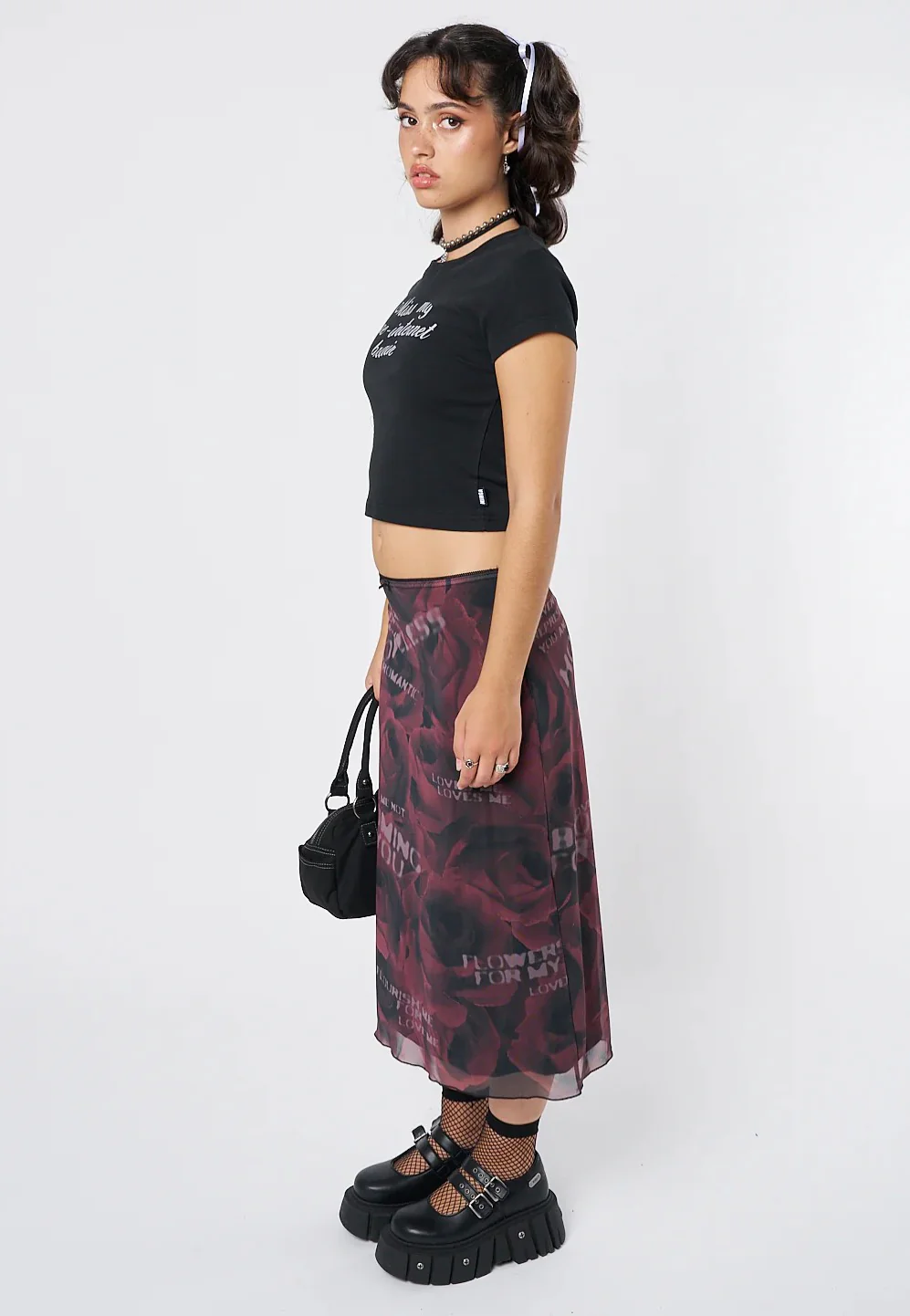 Hopeless Romantic Rose Mesh Midi - Skirt - Image 7