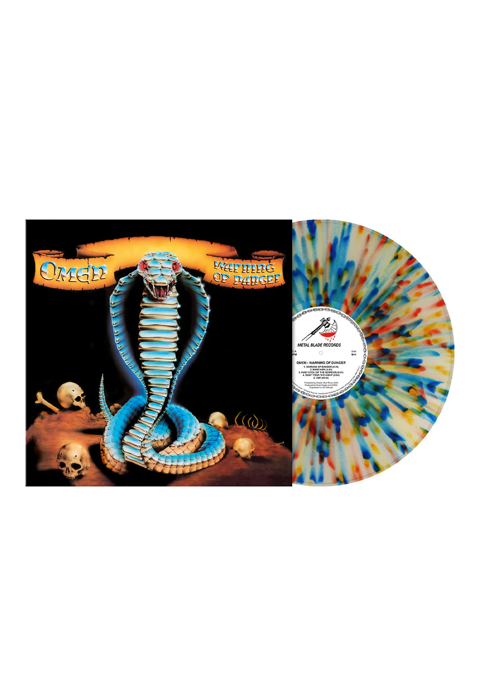 Omen - Warning Of Danger (40th Anniversary) Ltd. Clear w. Blue/Orange/Red - Splattered Vinyl