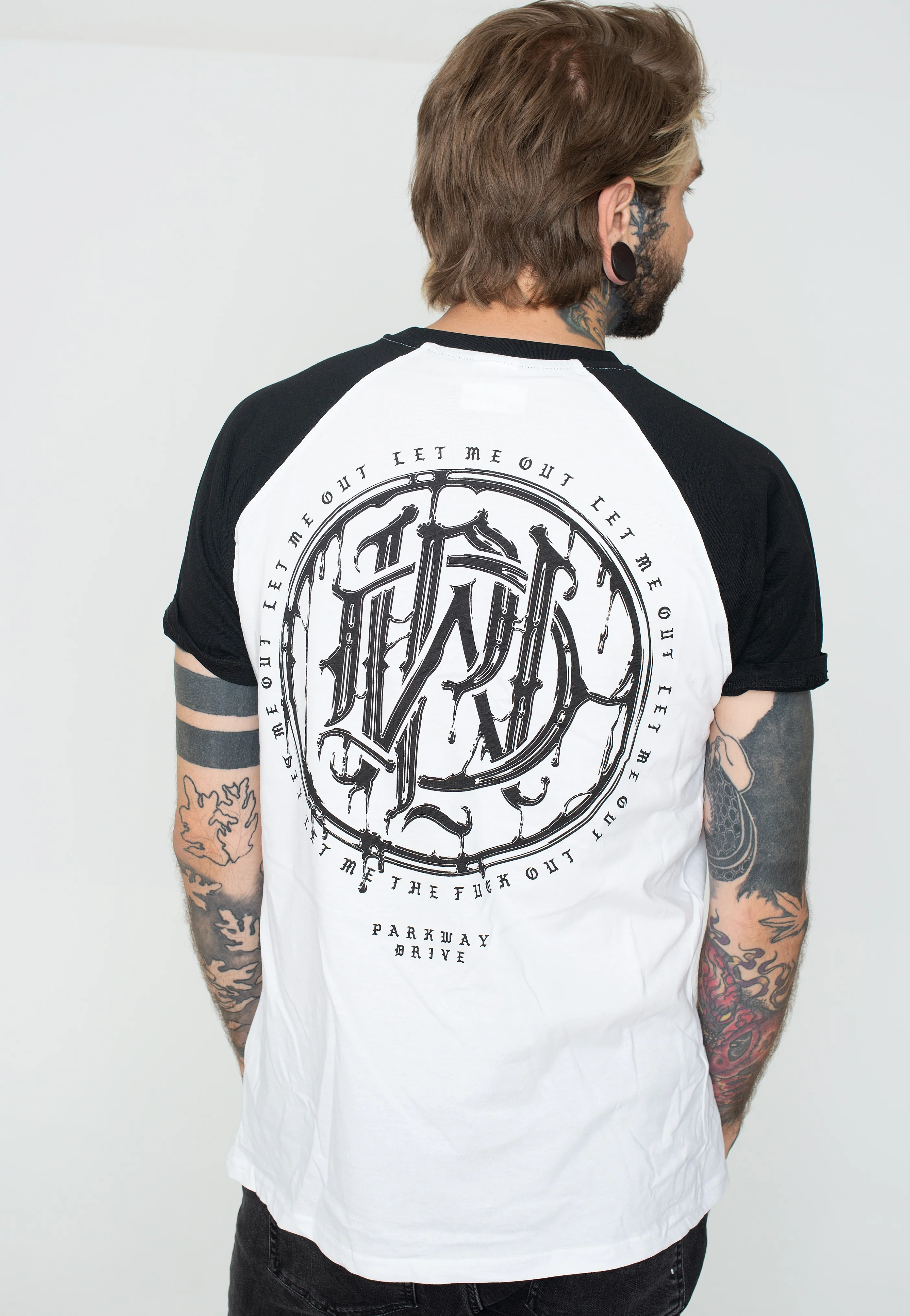 Parkway Drive - Glitch Logo White/Black Raglan - T-Shirt - Image 4