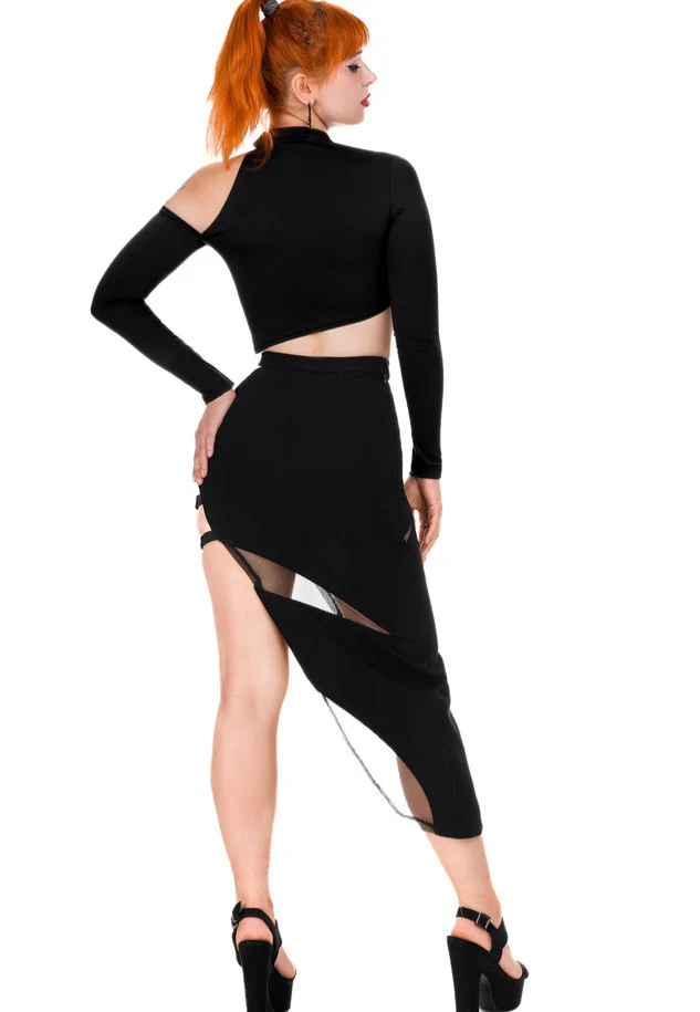 Restyle - Delaney Asymmetric Thigh Split Black - Skirt - Image 4
