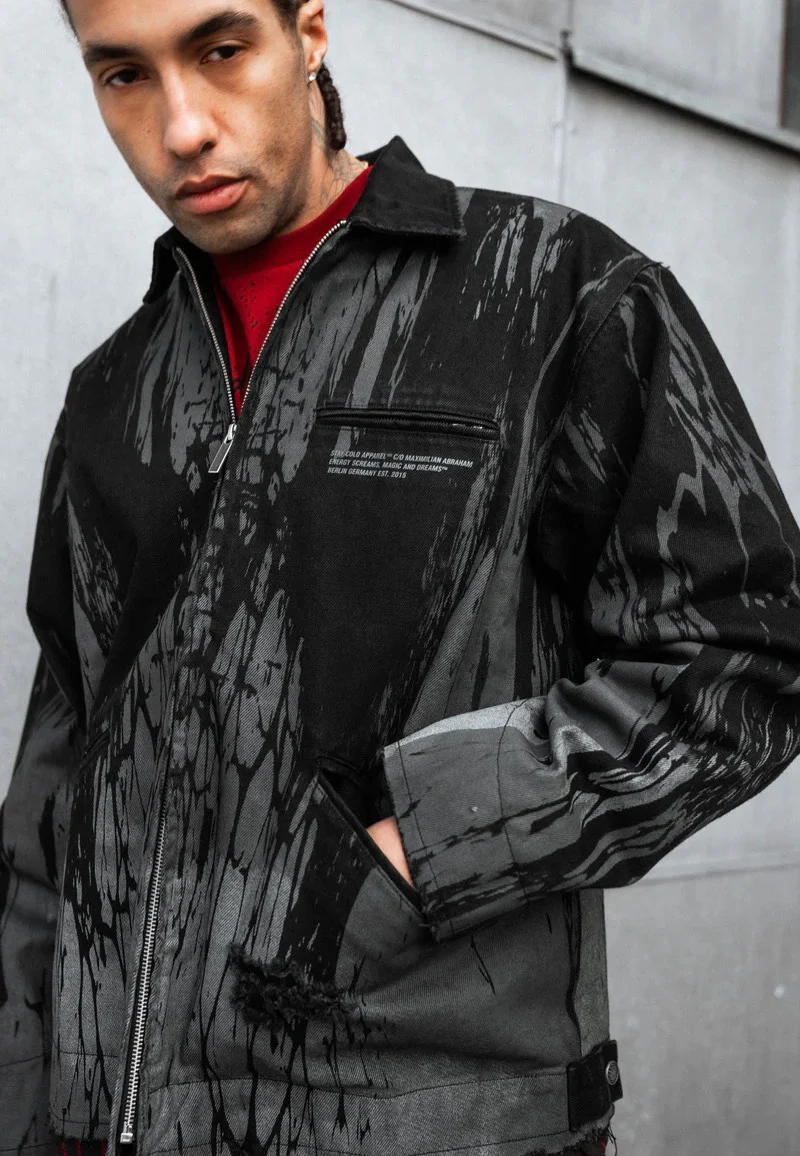 Ash Grid Distressed Black - Jeans Jacket - Image 3
