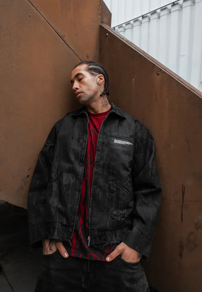 Black Anvil Distressed Black - Jeans Jacket - Image 4