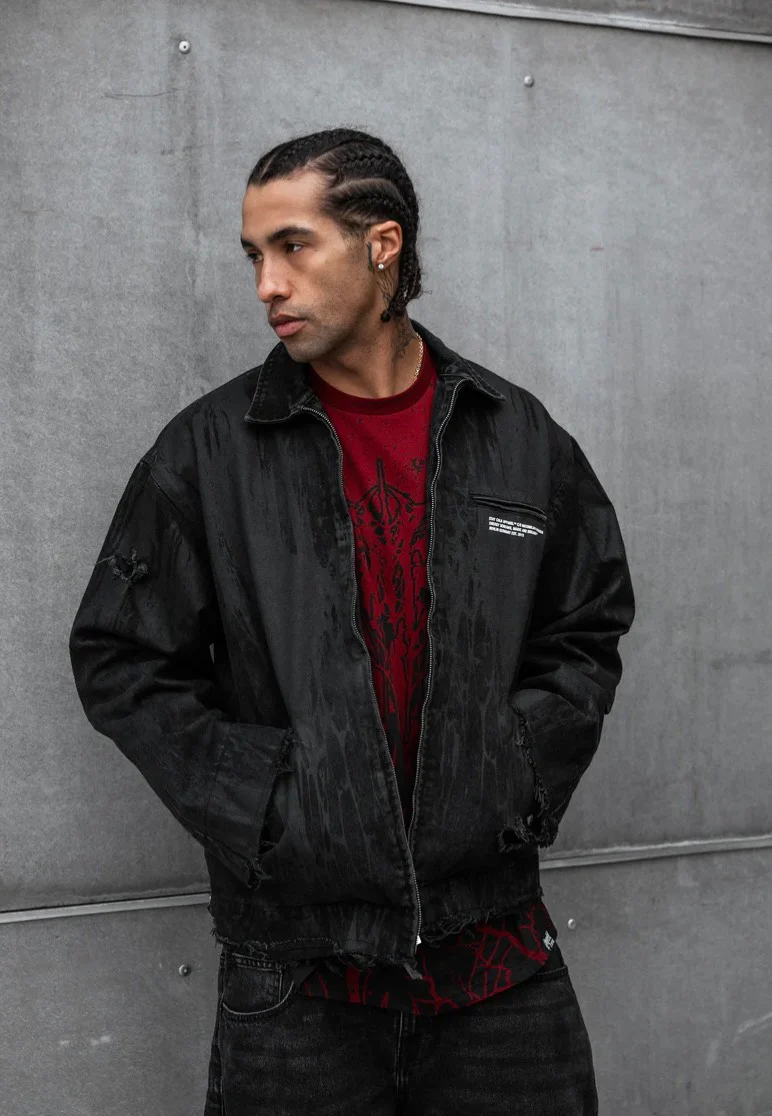 Black Anvil Distressed Black - Jeans Jacket - Image 5