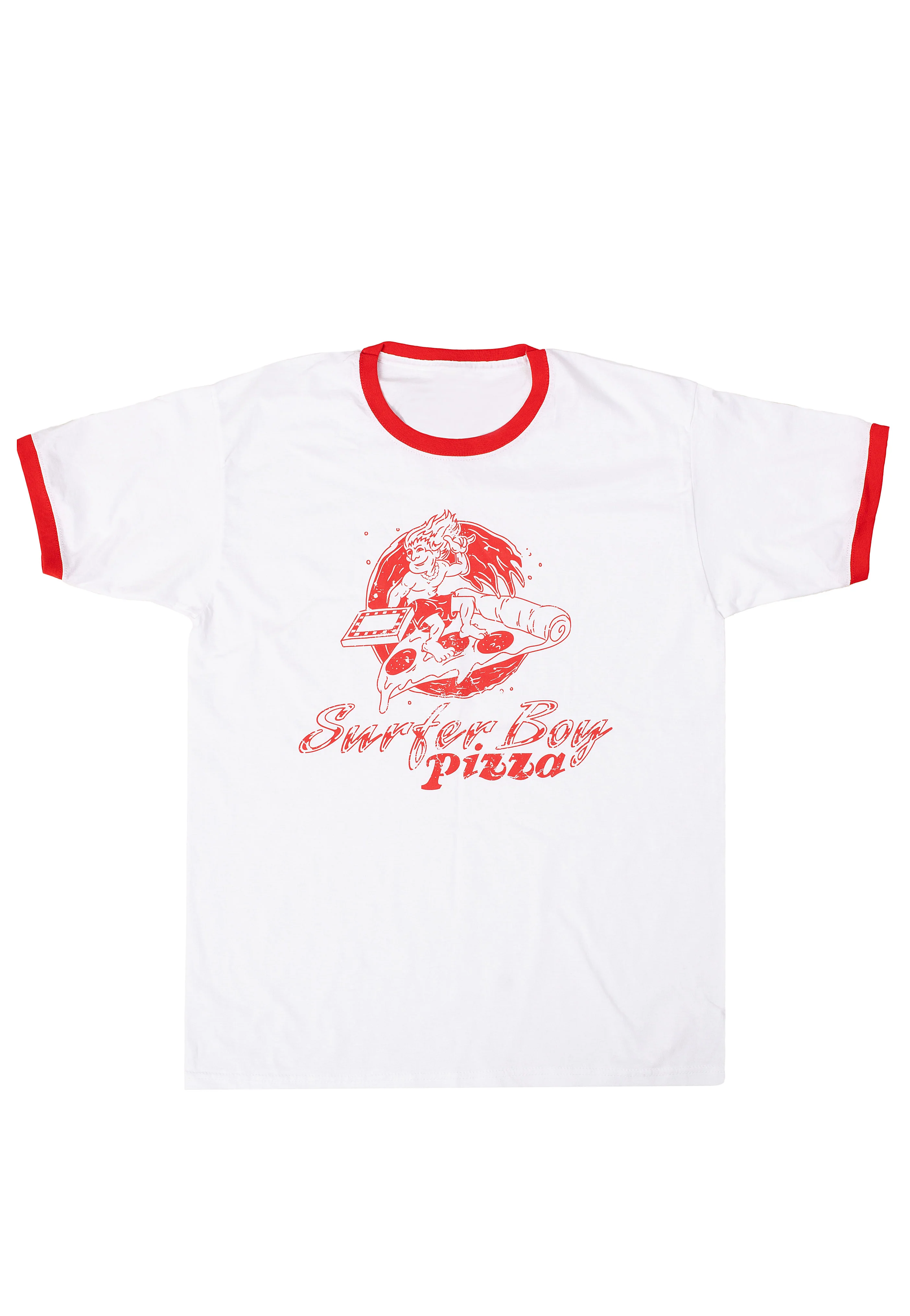 Surfer Boy Pizza Ringer White/ Red - T-Shirt - Image 5
