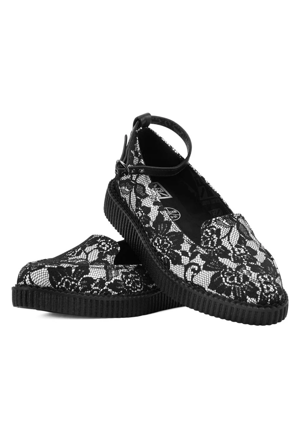 Ballet Creeper Ankle Strap Black/White Lace - Girl Shoes - Image 2