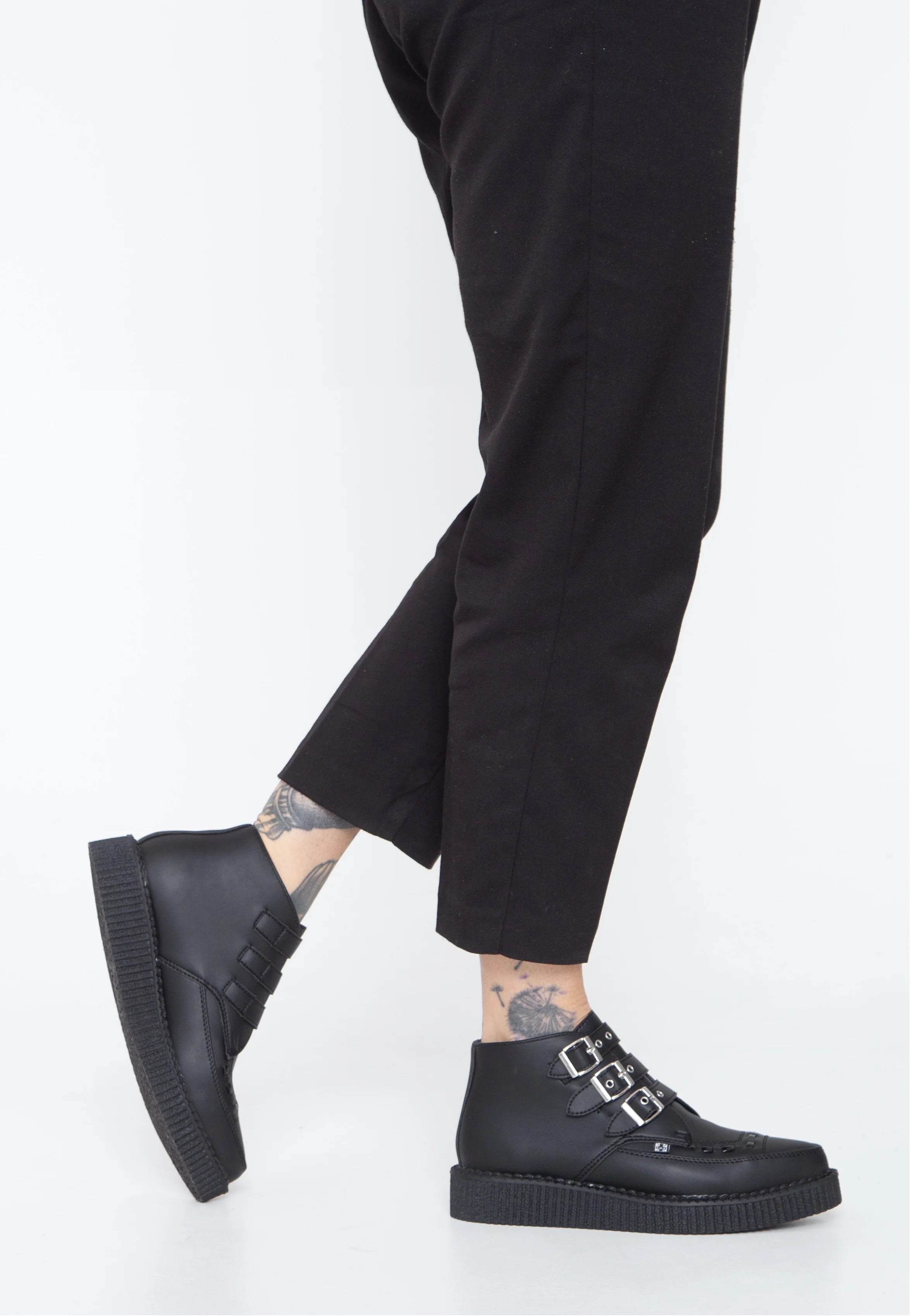 Pointed Creeper 3 Buckle Boot Vegan Tukskin Black Micro Pu - Girl Shoes - Image 6