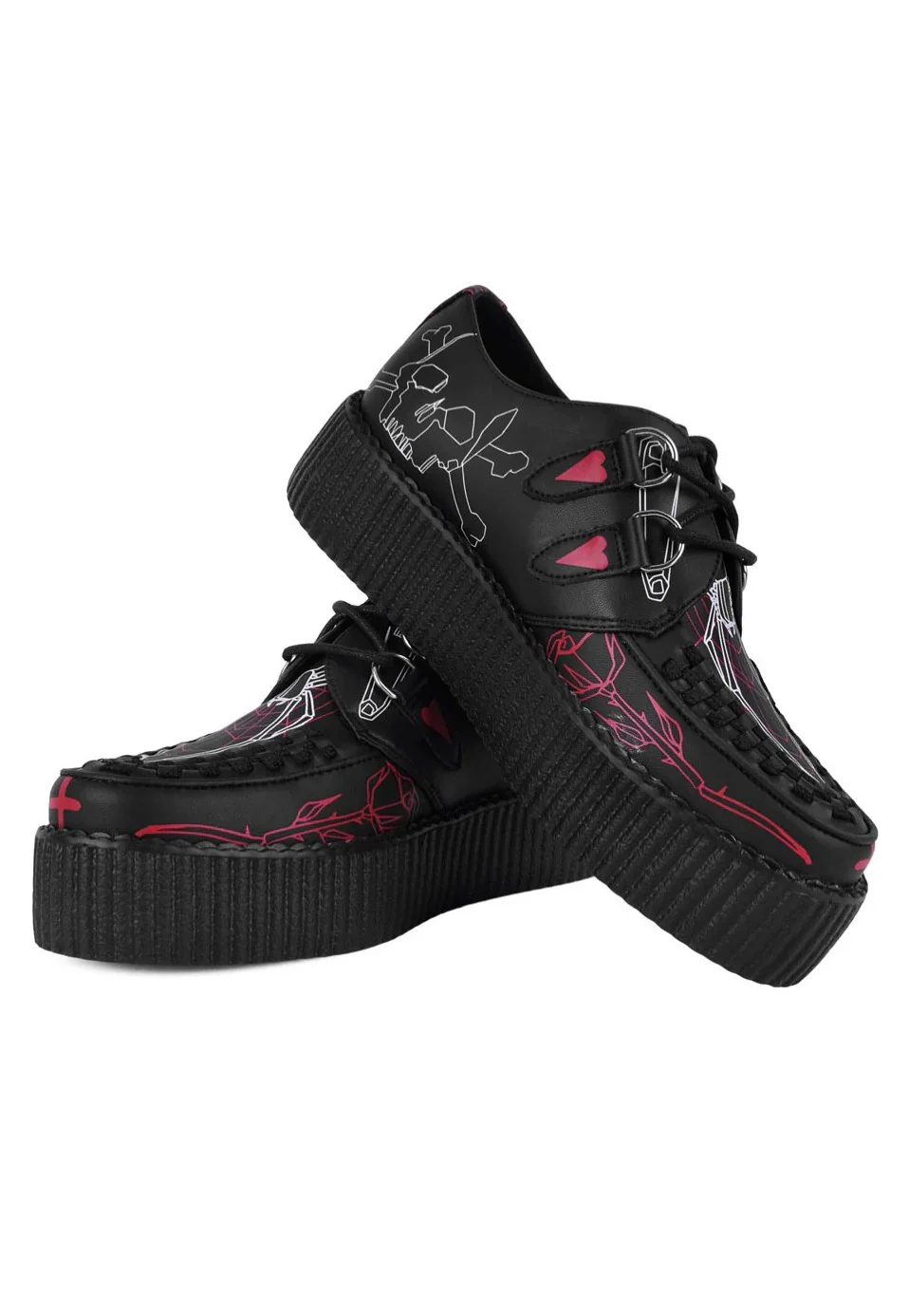 T.U.K. x Eliza Sidney - Viva High Sole Black Skull Print - Girl Shoes - Image 3