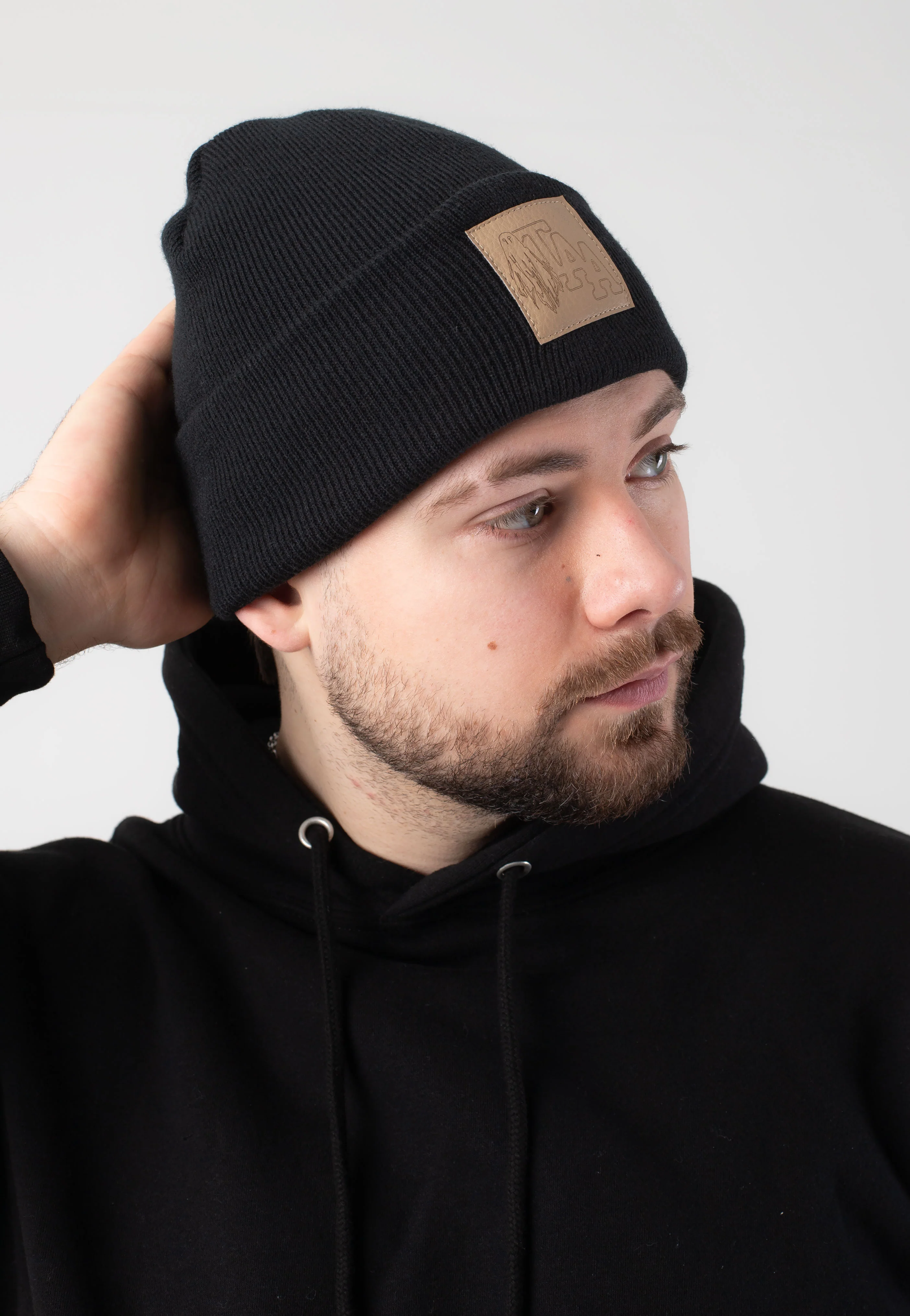 The Amity Affliction - Beige Ghost TAA Fake Leather Patch - Beanie - Image 4