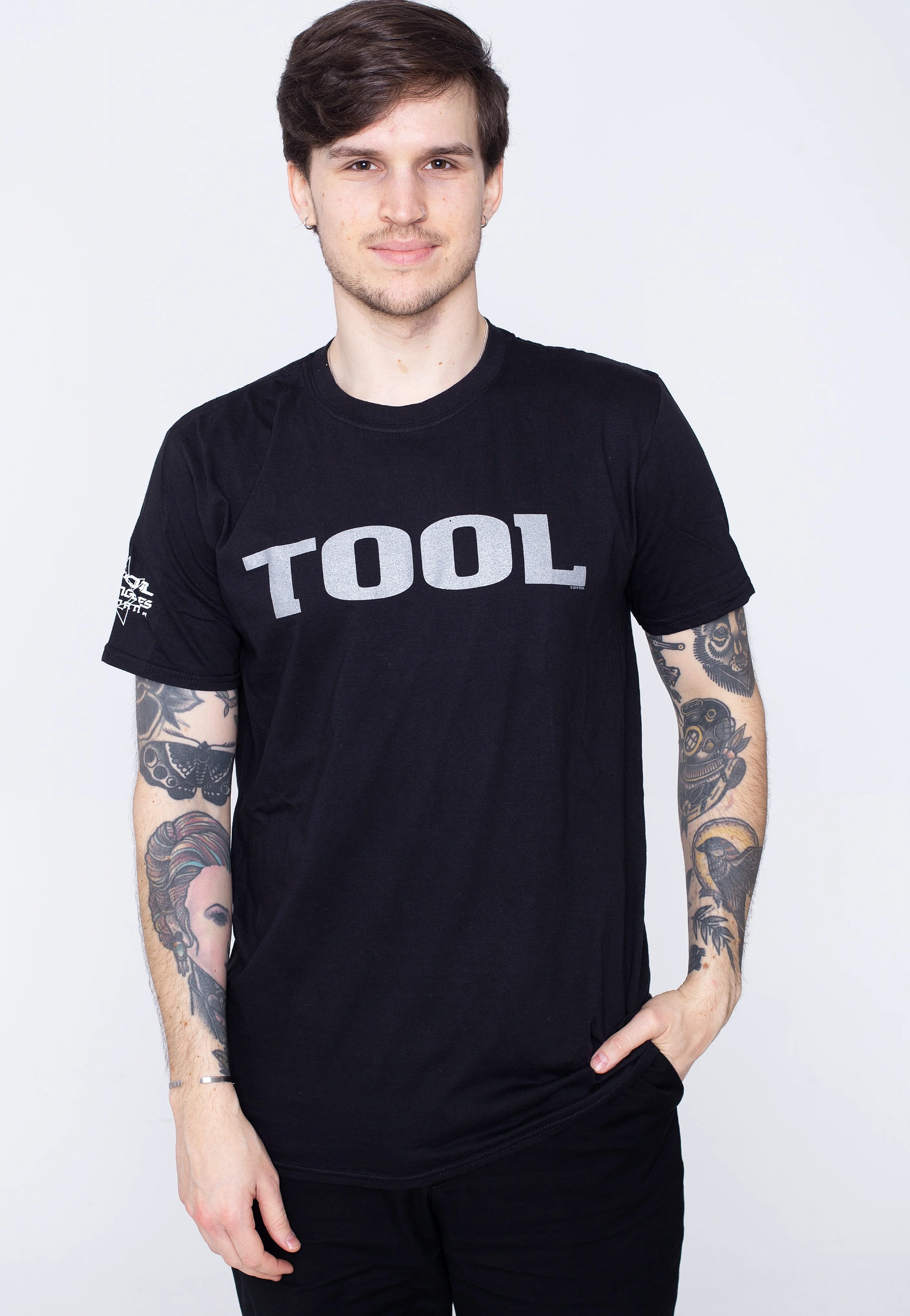 Tool - Metallic Silver Logo (Sleeve Print) - T-Shirt - Image 4