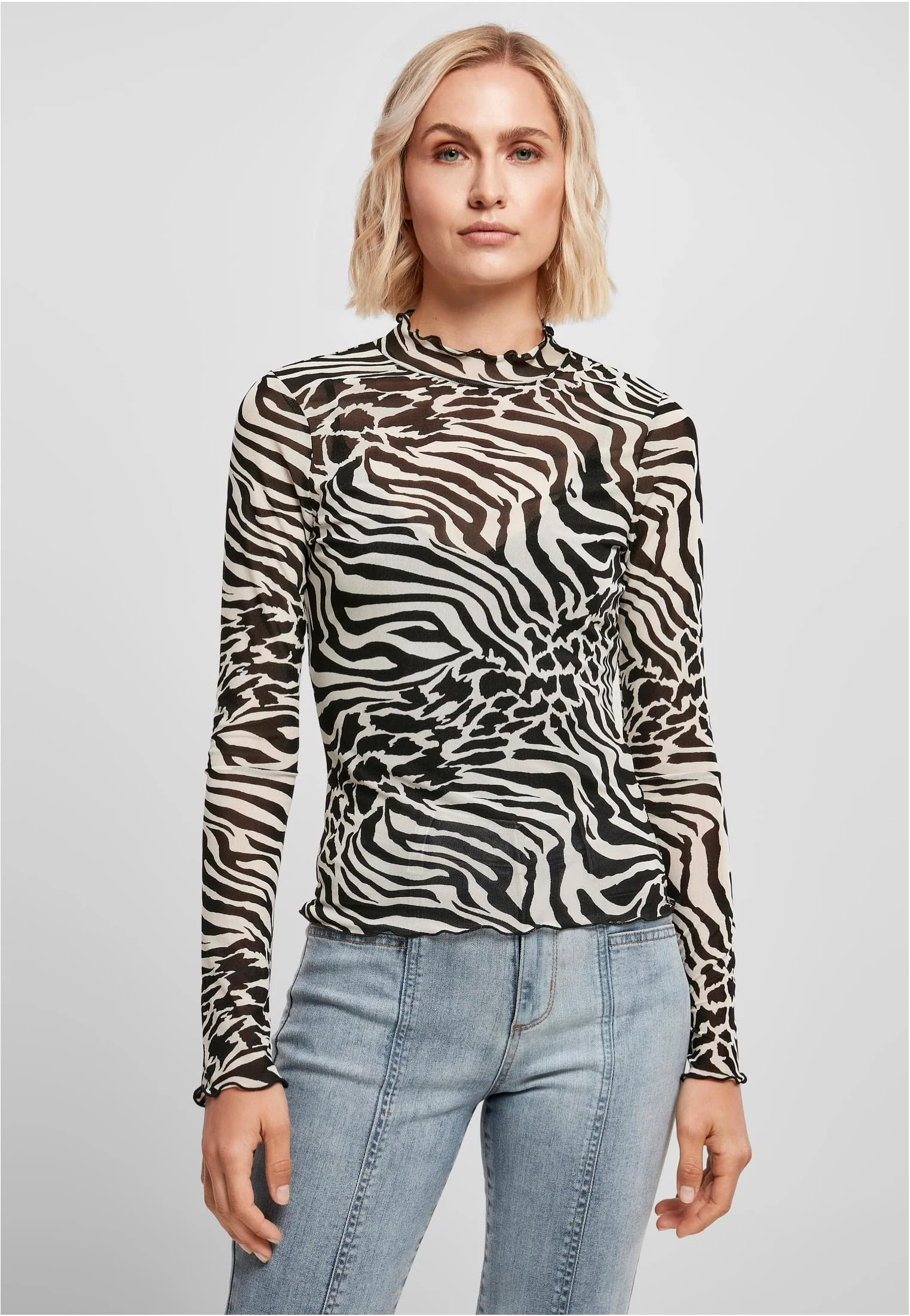 Urban Classics - AOP Mesh Turtleneck Black/White - Longsleeve - Image 4