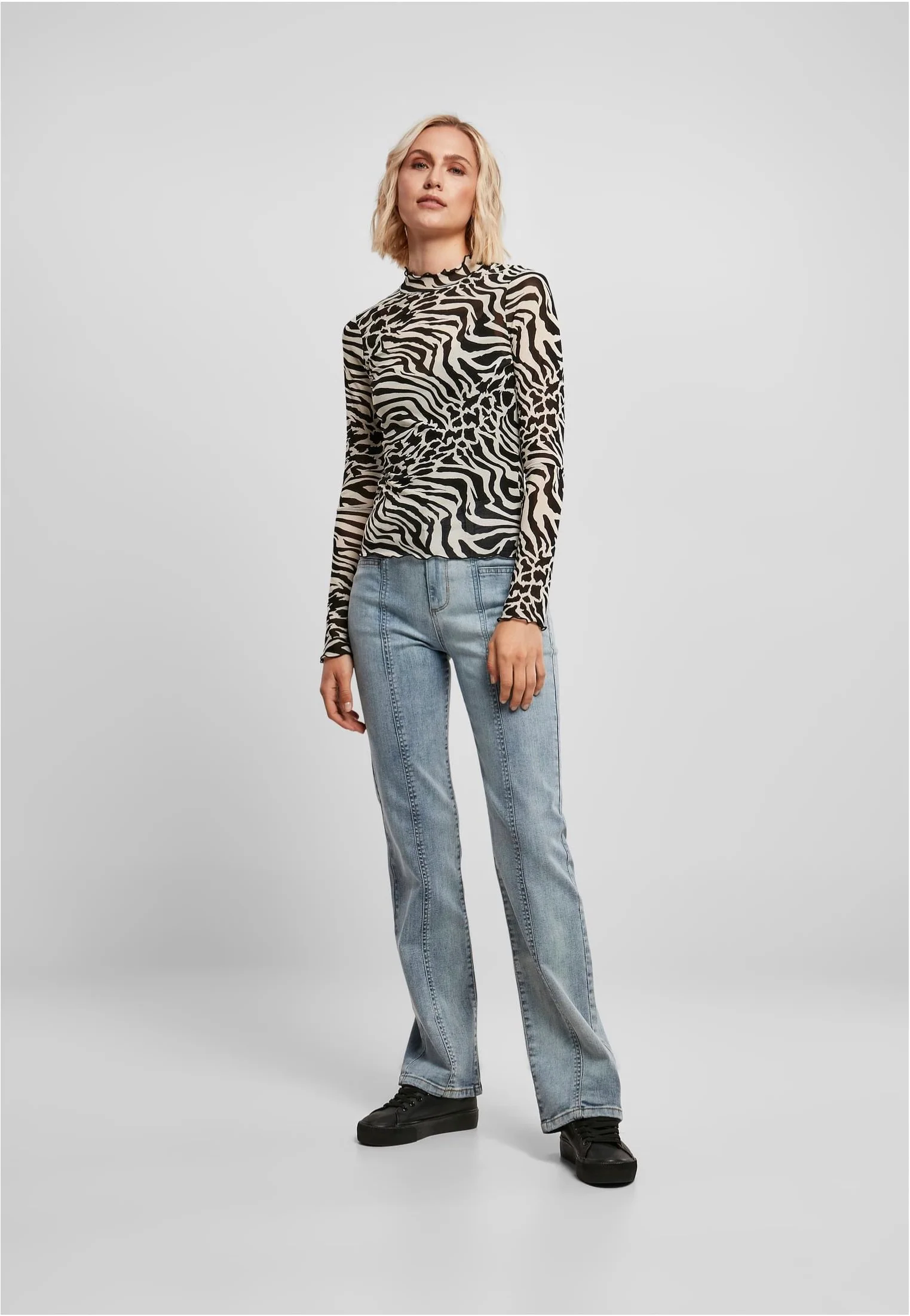 Urban Classics - AOP Mesh Turtleneck Black/White - Longsleeve - Image 6