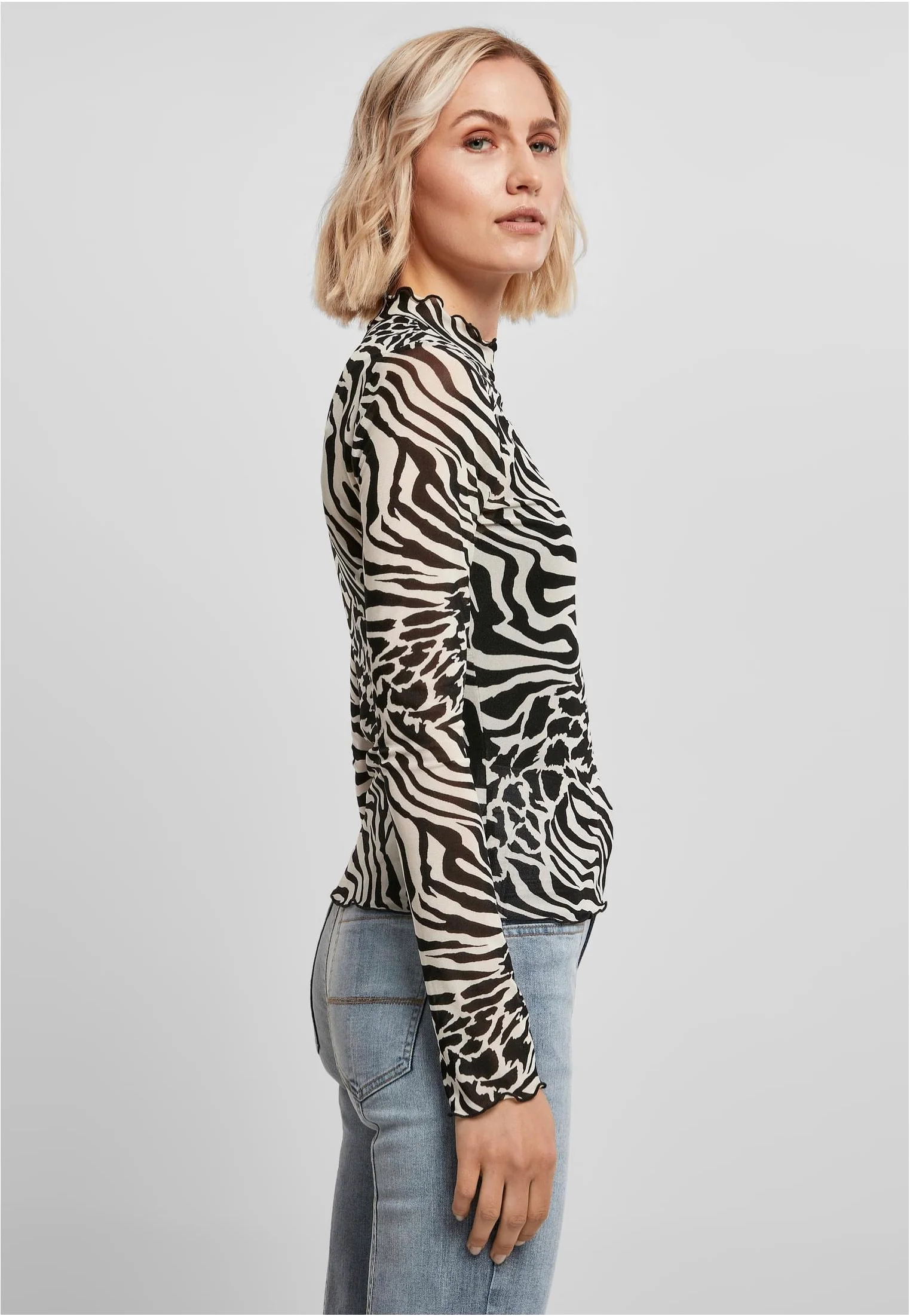 Urban Classics - AOP Mesh Turtleneck Black/White - Longsleeve - Image 8