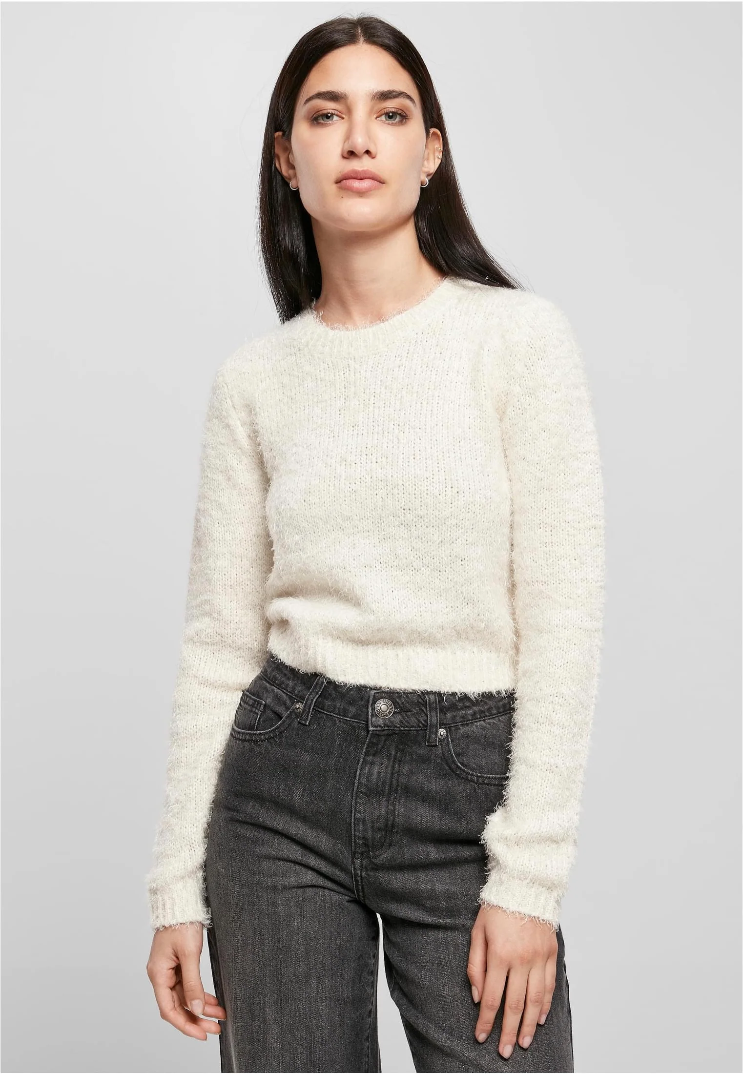 Urban Classics - Cropped Feather White Sand - Pullover