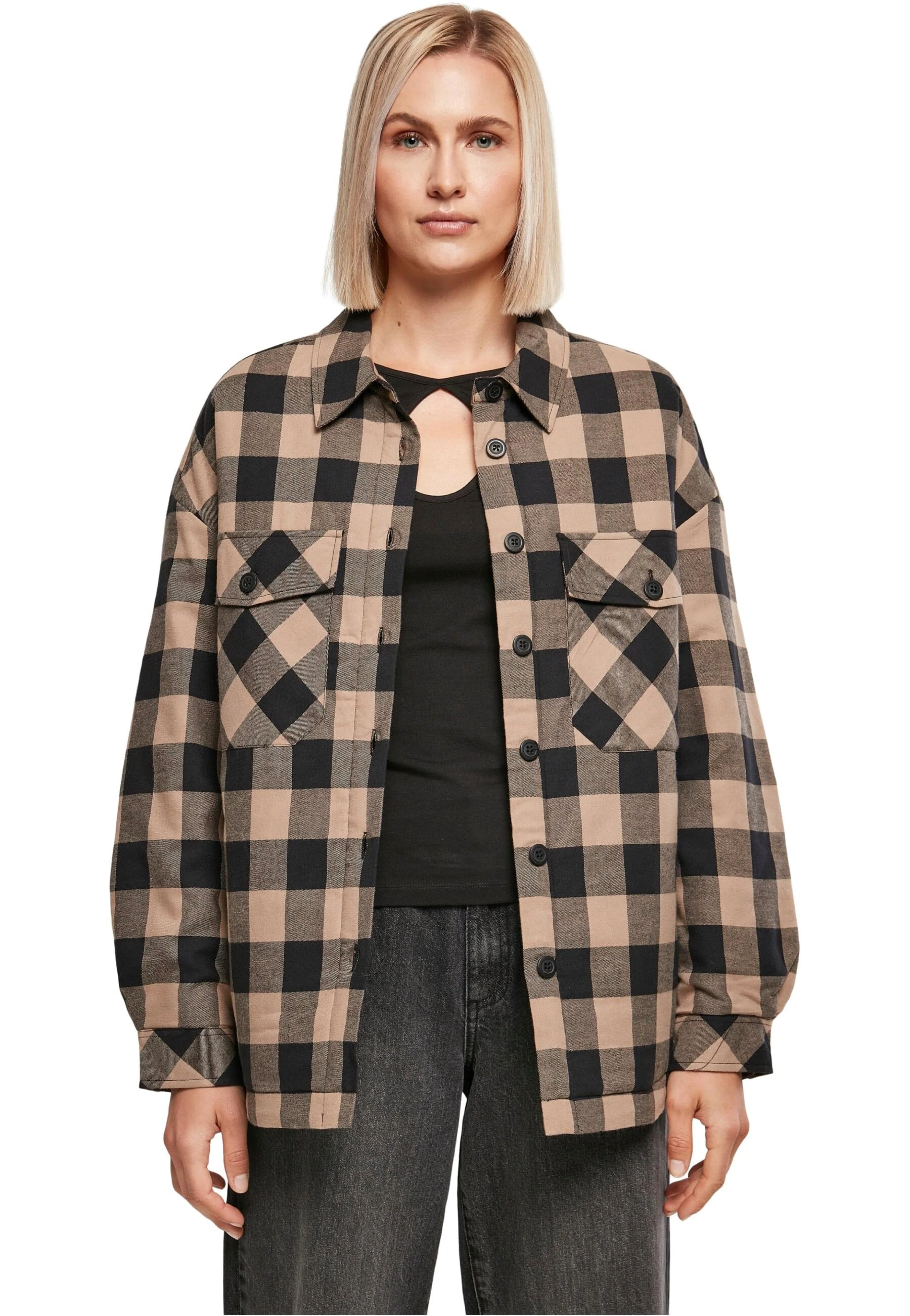 Urban Classics - Flanell Padded Black/Soft Taupe - Shirt - Image 6