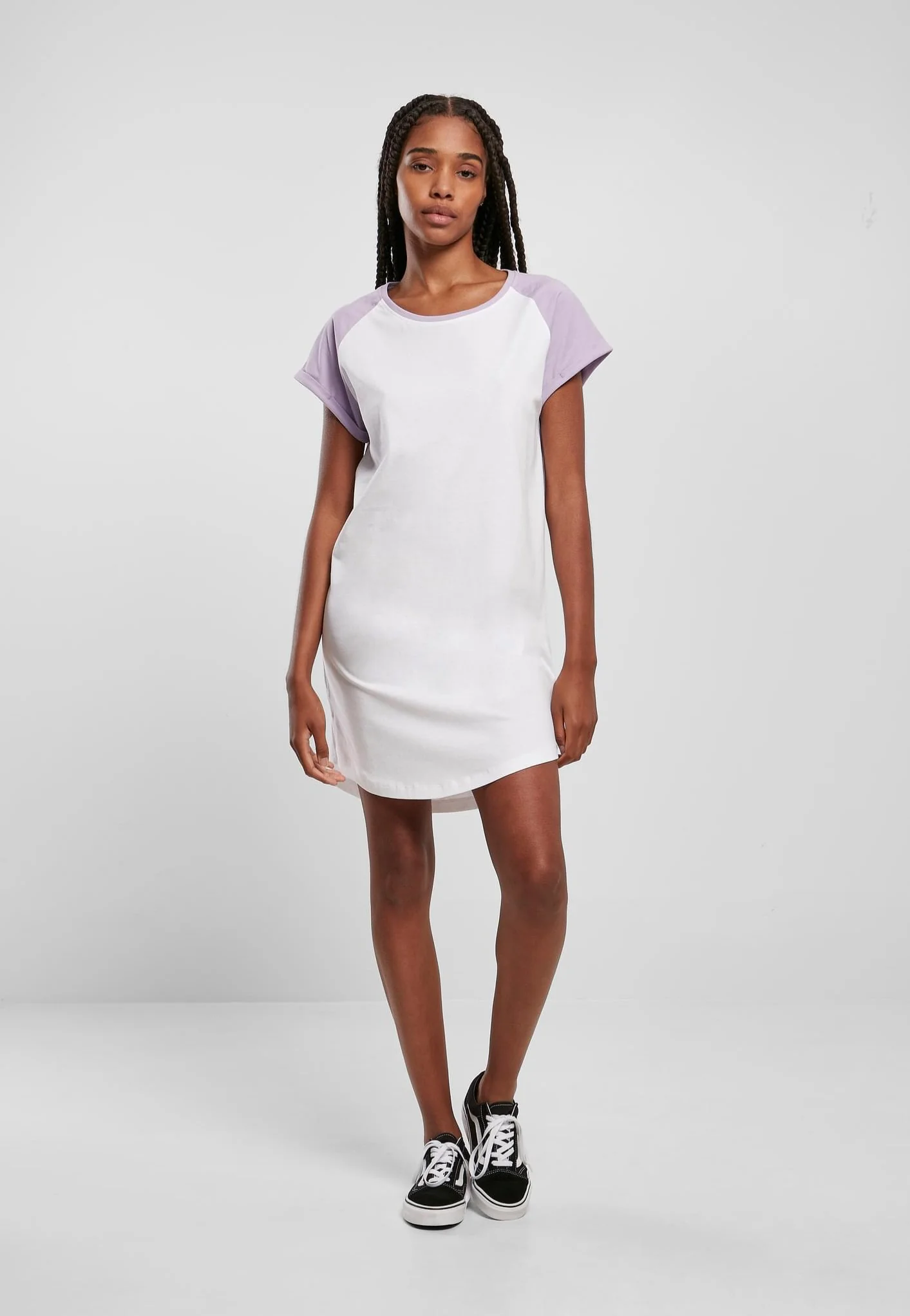 Urban Classics - Ladies Contrast Raglan Tee White/Lilac - Dress - Image 4
