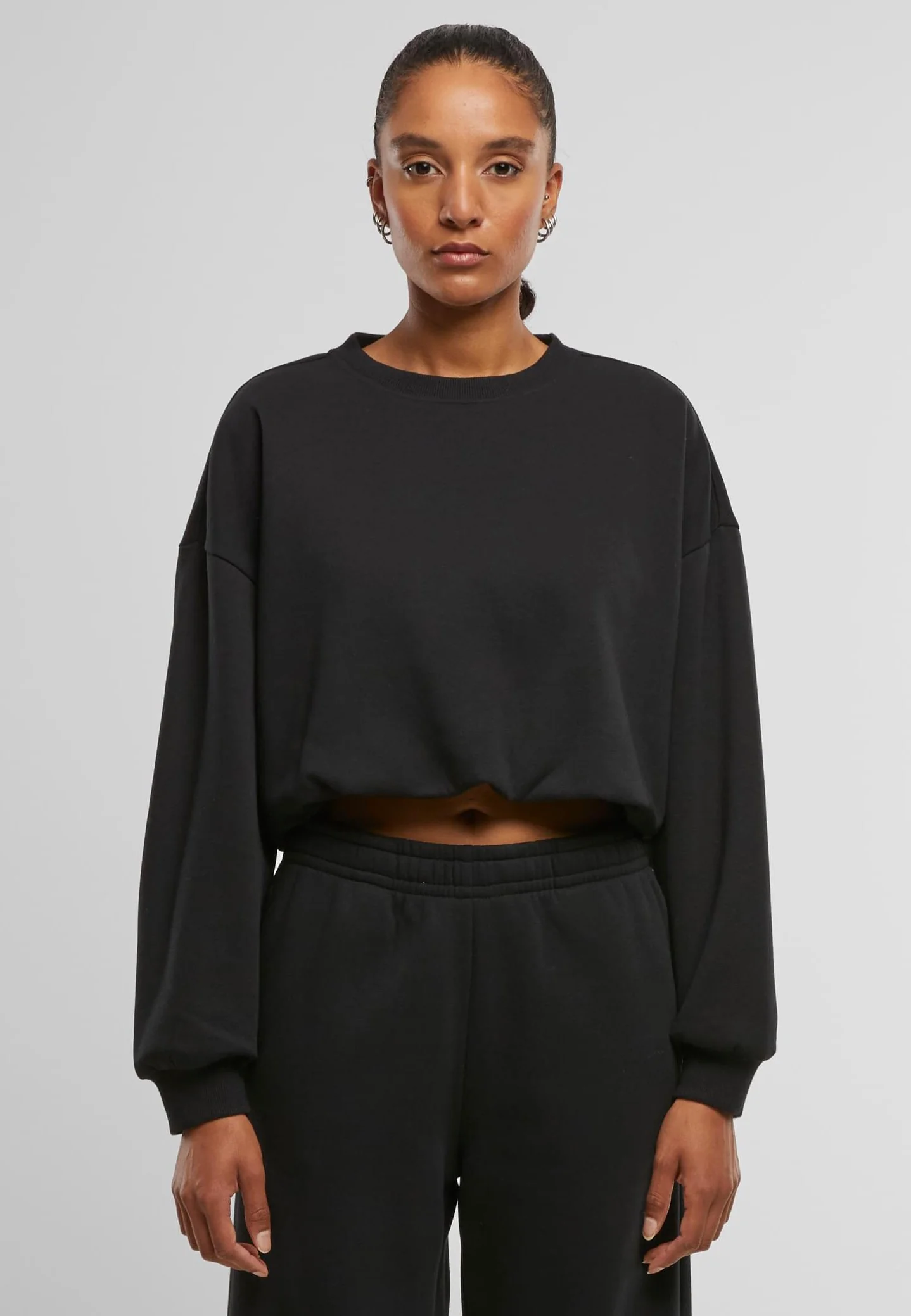 Urban Classics - Ladies Cropped Gathered Black - Sweater - Image 4