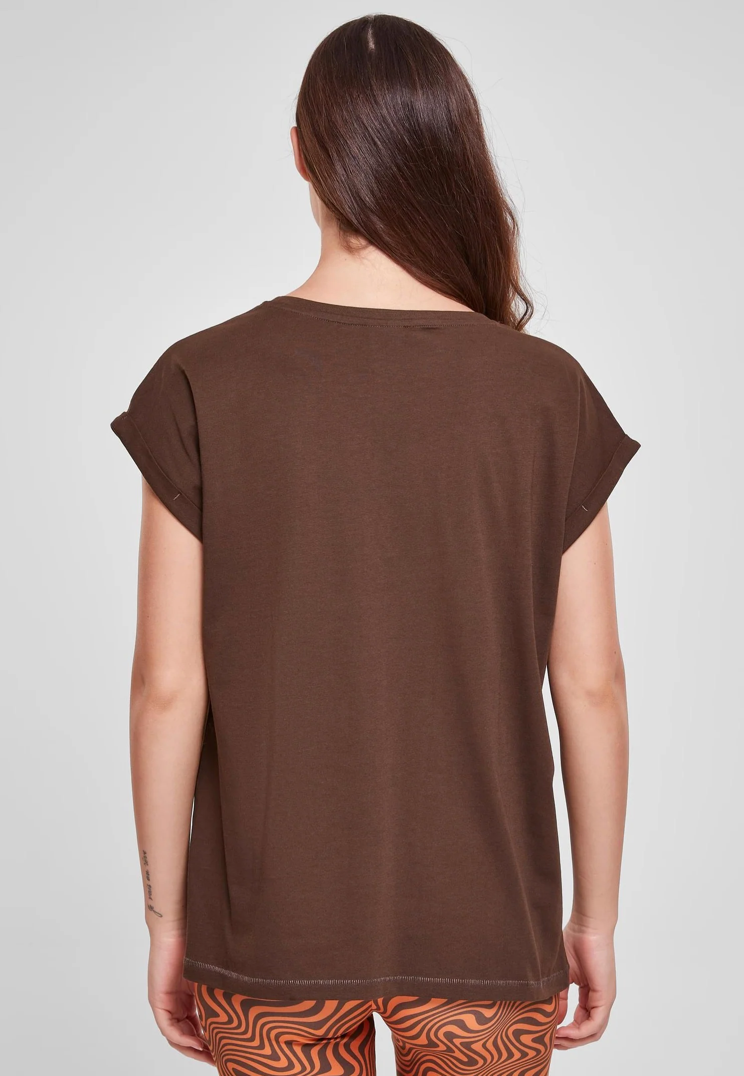Urban Classics - Ladies Extended Shoulder Brown - T-Shirt - Image 5