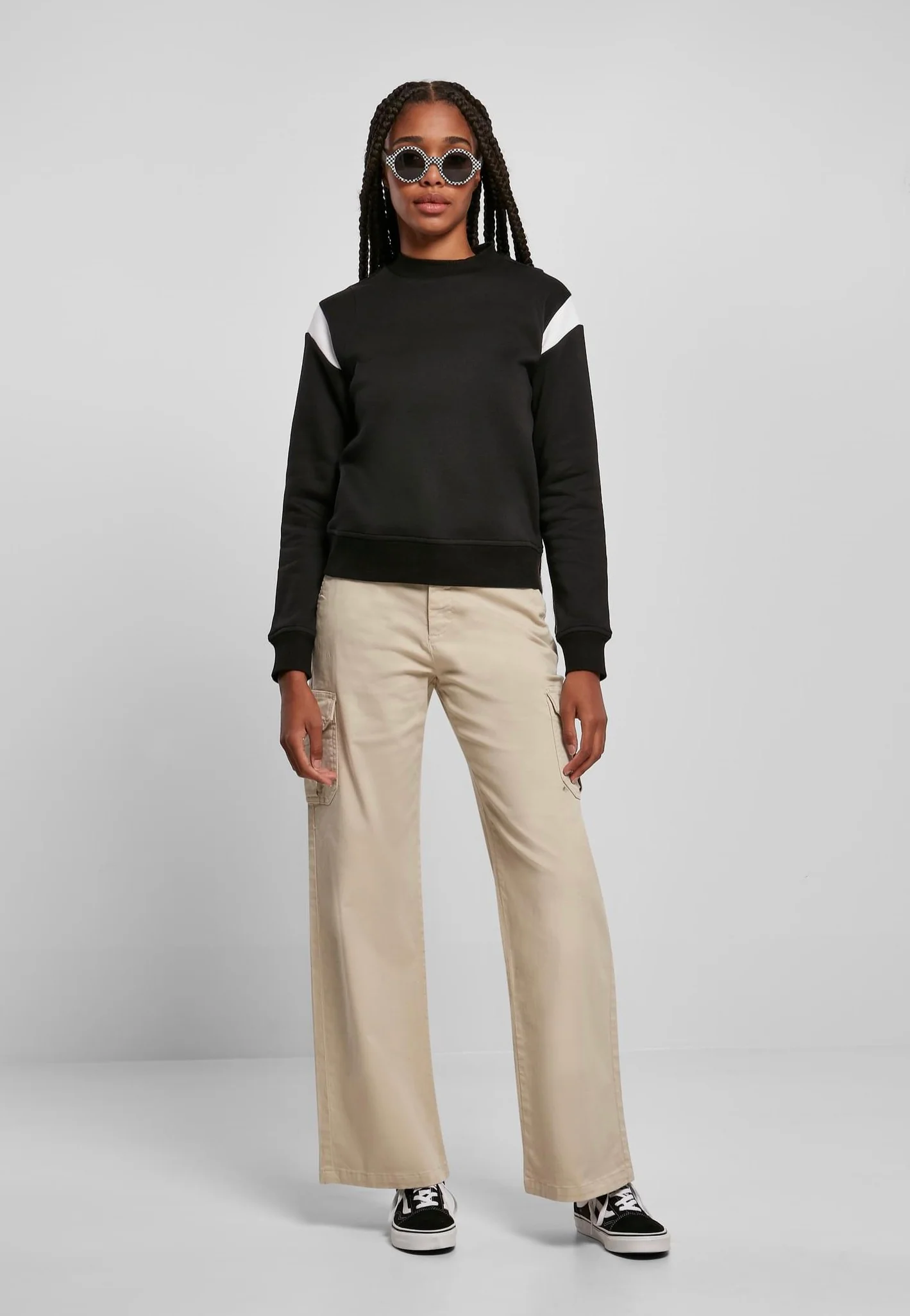 Urban Classics - Ladies Inset College Black/White - Sweater - Image 2