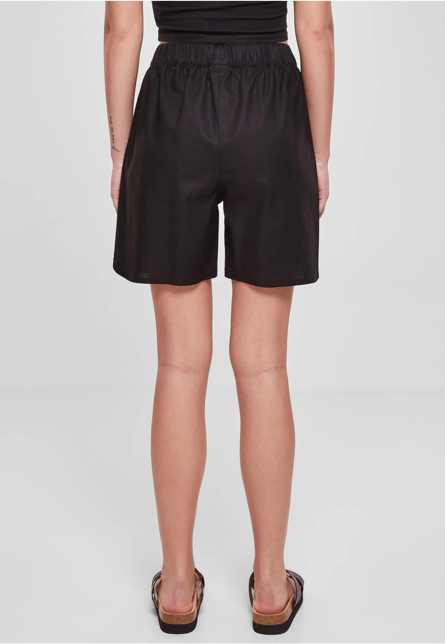 Urban Classics - Ladies Linen Mixed Black - Shorts - Image 5
