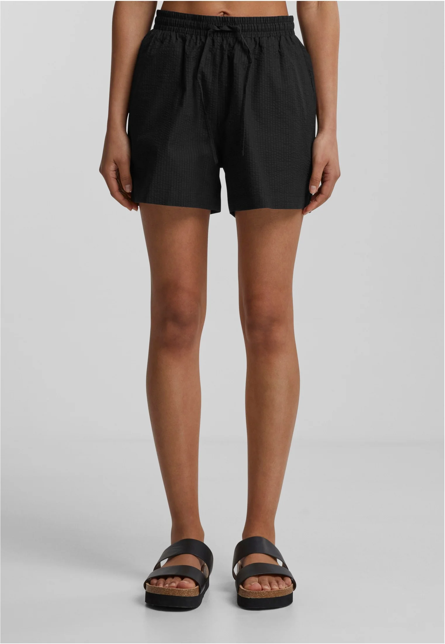 Ladies Seersucker Black - Shorts - Image 3