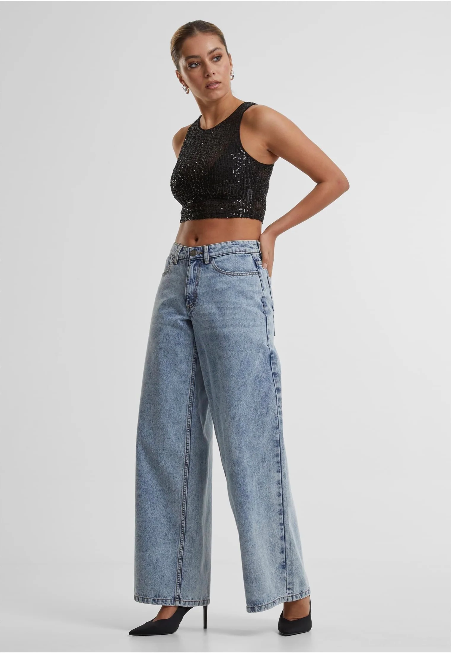 Urban Classics - Ladies Sequins Cropped Black - Top - Image 2