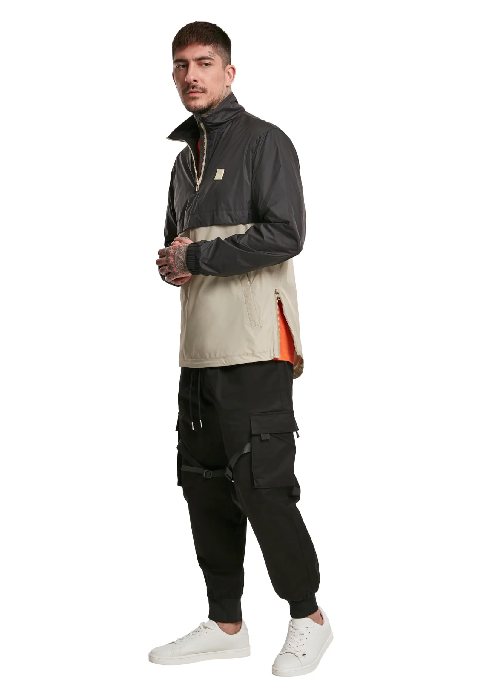 Urban Classics - Stand Up Collar Pull Over Black/Concrete - Windbreaker - Image 2