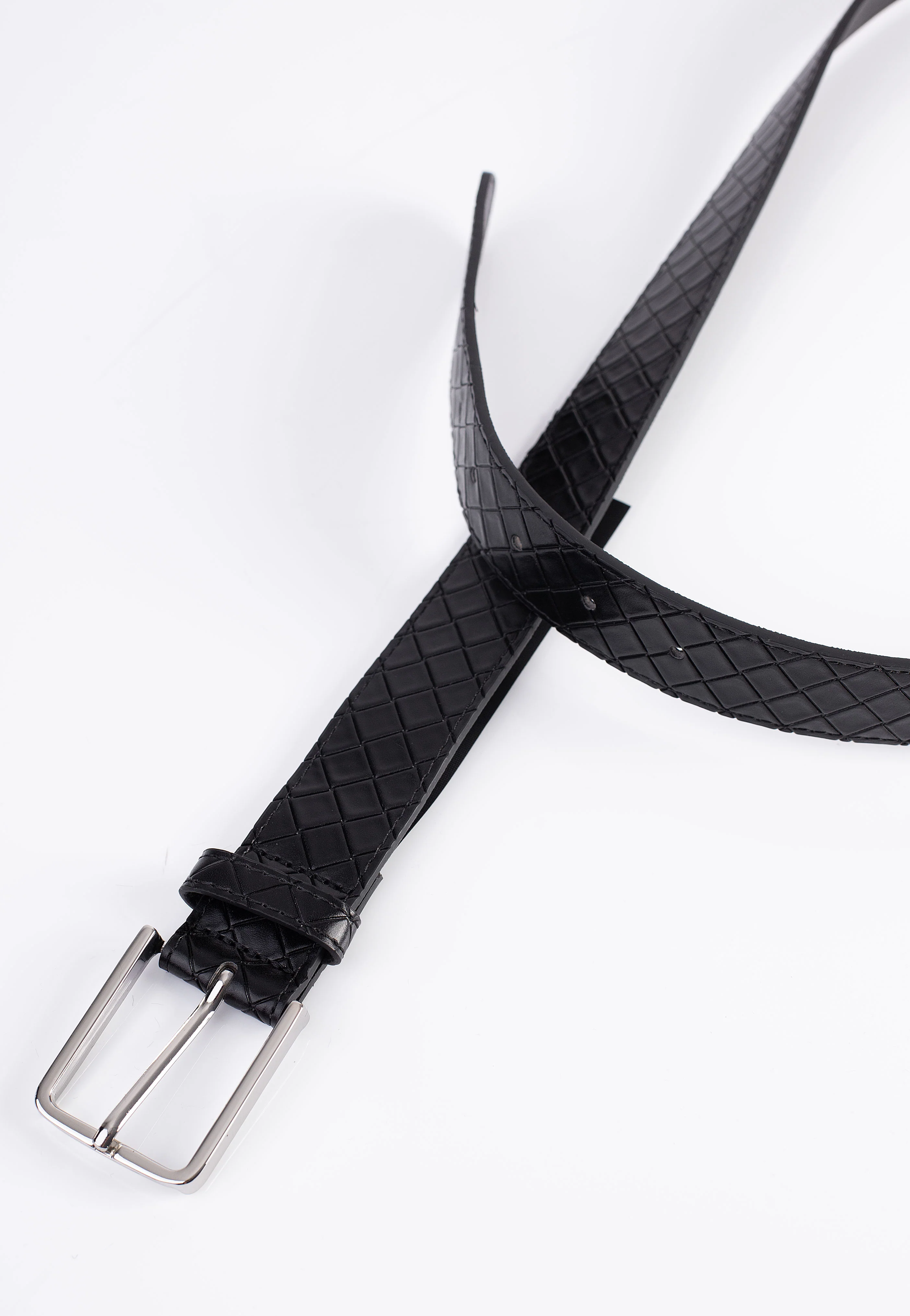 Urban Classics - Woven Embossed Synthetic Leather Black/Silver - Belt - Image 2