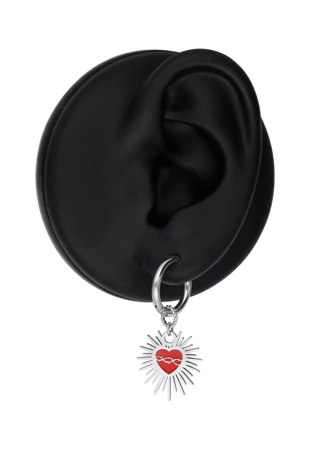 Wildcat - Enamel Sacred Heart Barbed Wire Silver - Earrings - Image 9